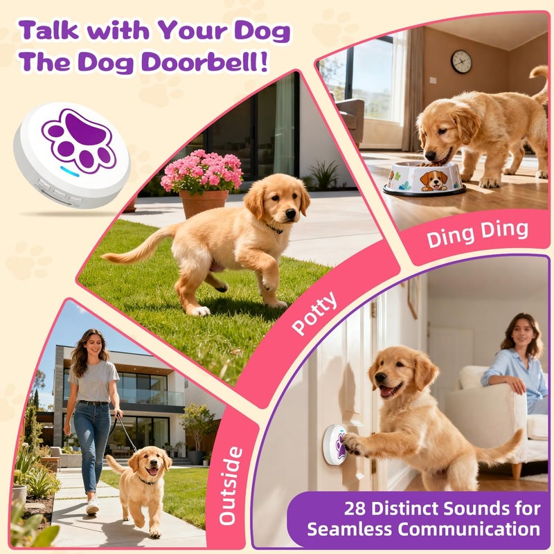 ChunHee Dog Door Bells - Dog Potty Training Bell with 28 Ringtones & Adjustable Volume (0-115dB) | Chew-Proof Dog Doorbells for Teach Puppies to Signal Go Outside, Easy Dog Training Bells for Door - Image 4